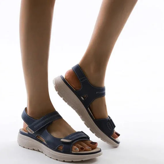 Women's Comfortable Orthopaedic Sandals - Adjustable Straps for Spring & Summer Style Blue