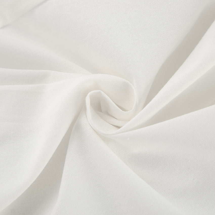 Women's Cotton Linen Blend Ruffle Sleeveless Top & Wide-Leg Trousers Two Piece Set Set | White