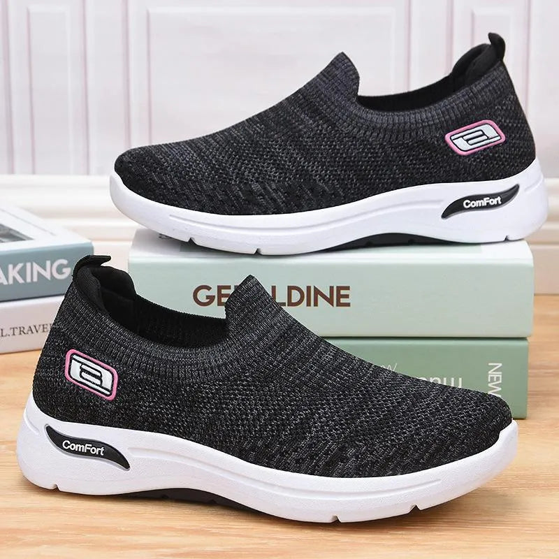 Women's Cushioned Pain Relief Orthopaedic Slip-On Trainers for Active Comfort and Support Black