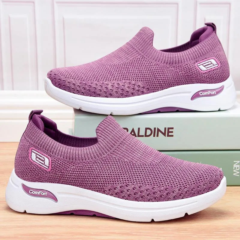 Women's Cushioned Pain Relief Orthopaedic Slip-On Trainers for Active Comfort and Support Purple