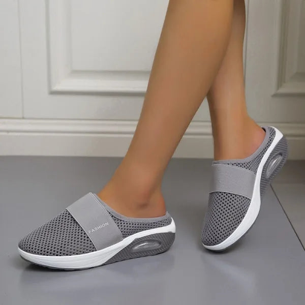 Women's Cushioned Orthopaedic Wedge Sandals - Slip-On Air Sole Grey
