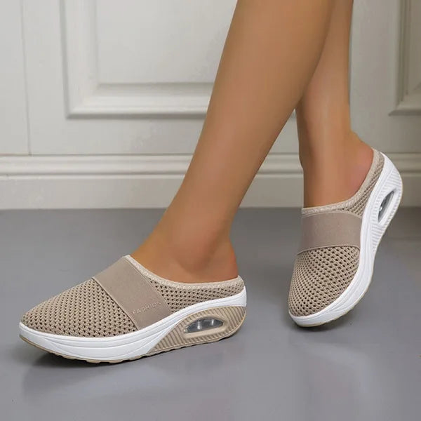 Women's Cushioned Orthopaedic Wedge Sandals - Slip-On Air Sole Beige