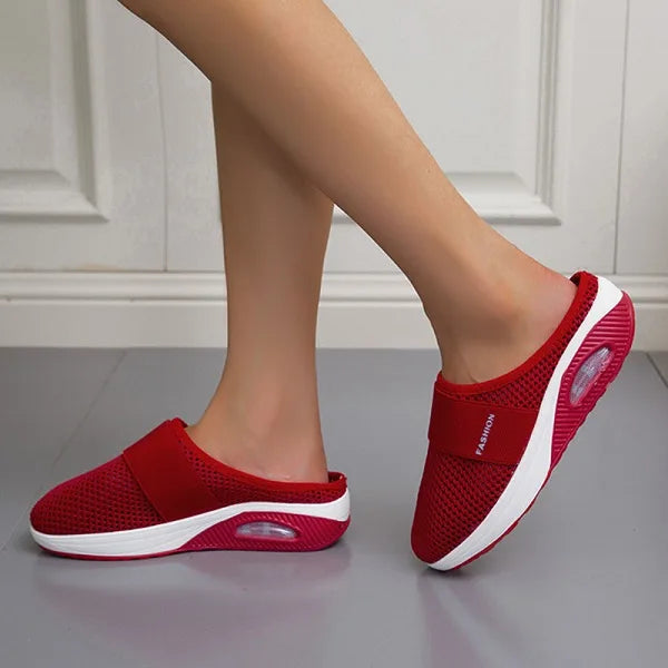 Women's Cushioned Orthopaedic Wedge Sandals - Slip-On Air Sole Red