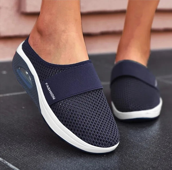 Women's Cushioned Orthopaedic Wedge Sandals - Slip-On Air Sole Navy