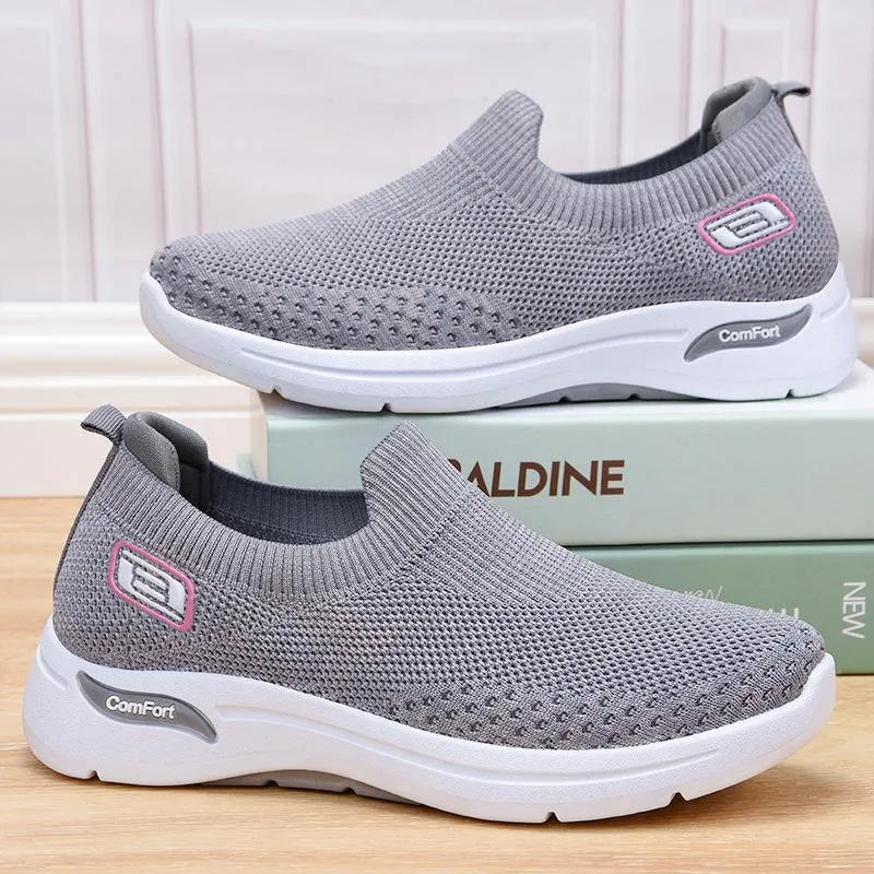 Women's Cushioned Pain Relief Orthopaedic Slip-On Trainers Grey