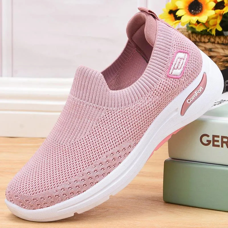 Women's Cushioned Pain Relief Orthopaedic Slip-On Trainers Pink