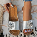 Women's Floral Design Orthopaedic Sandals - Comfortable Cushioned Sole & Elegant Style Silver