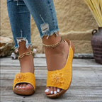 Women's Floral Design Orthopaedic Sandals - Comfortable Cushioned Sole & Elegant Style Yellow