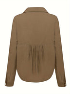 Women's Lightweight Linen Blend Long Sleeve Button-Up Shirt - Relaxed Fit