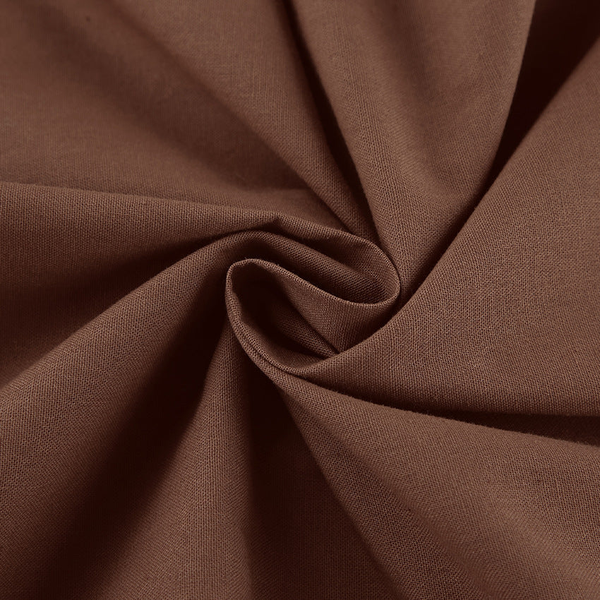 Women's One-Shoulder Cotton Linen Blend Dress - Slim Fit Formal Wear | Brown