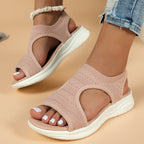 Orthopaedic Women's Pain Relief Sandals - Knit Upper, Slip-On, Open Toe, Cushioned Sole Pink