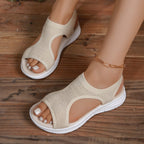 Orthopaedic Women's Pain Relief Sandals - Knit Upper, Slip-On, Open Toe, Cushioned Sole Off-White