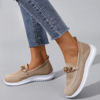 Women's Pain Relief Orthopaedic Slip-On Shoes with Gold Chain Detail | Cushioned Comfort & Flexibility
