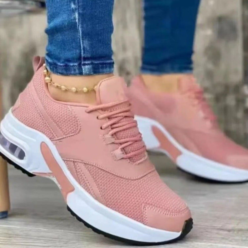 Women's Orthopaedic Sneakers - Breathable Mesh, Cushioned Sole, Lace-Up Fit Pink