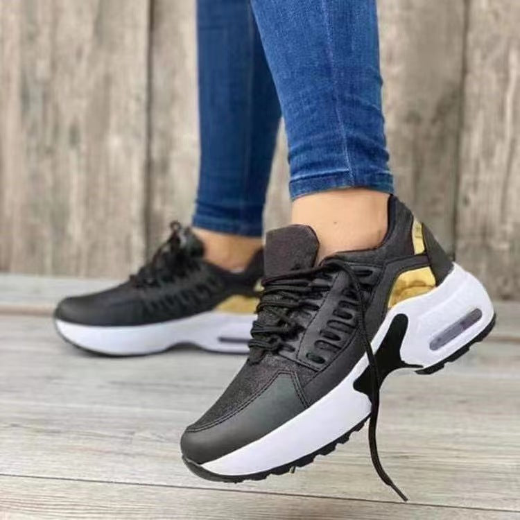Women's Orthopaedic Athletic Shoes - Breathable Mesh Wedge Heel Black