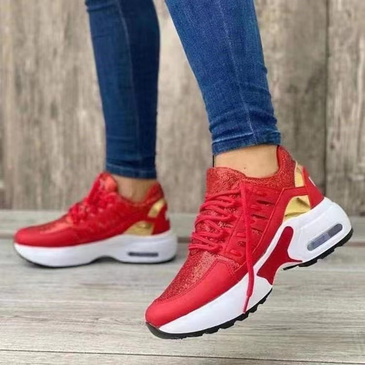 Women's Orthopaedic Athletic Shoes - Breathable Mesh Wedge Heel Red