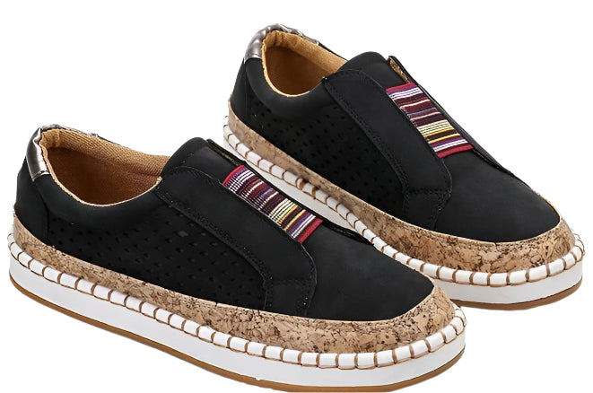 Women's Cushioned Fit Orthopaedic Breathable Slip-On Sneakers Black