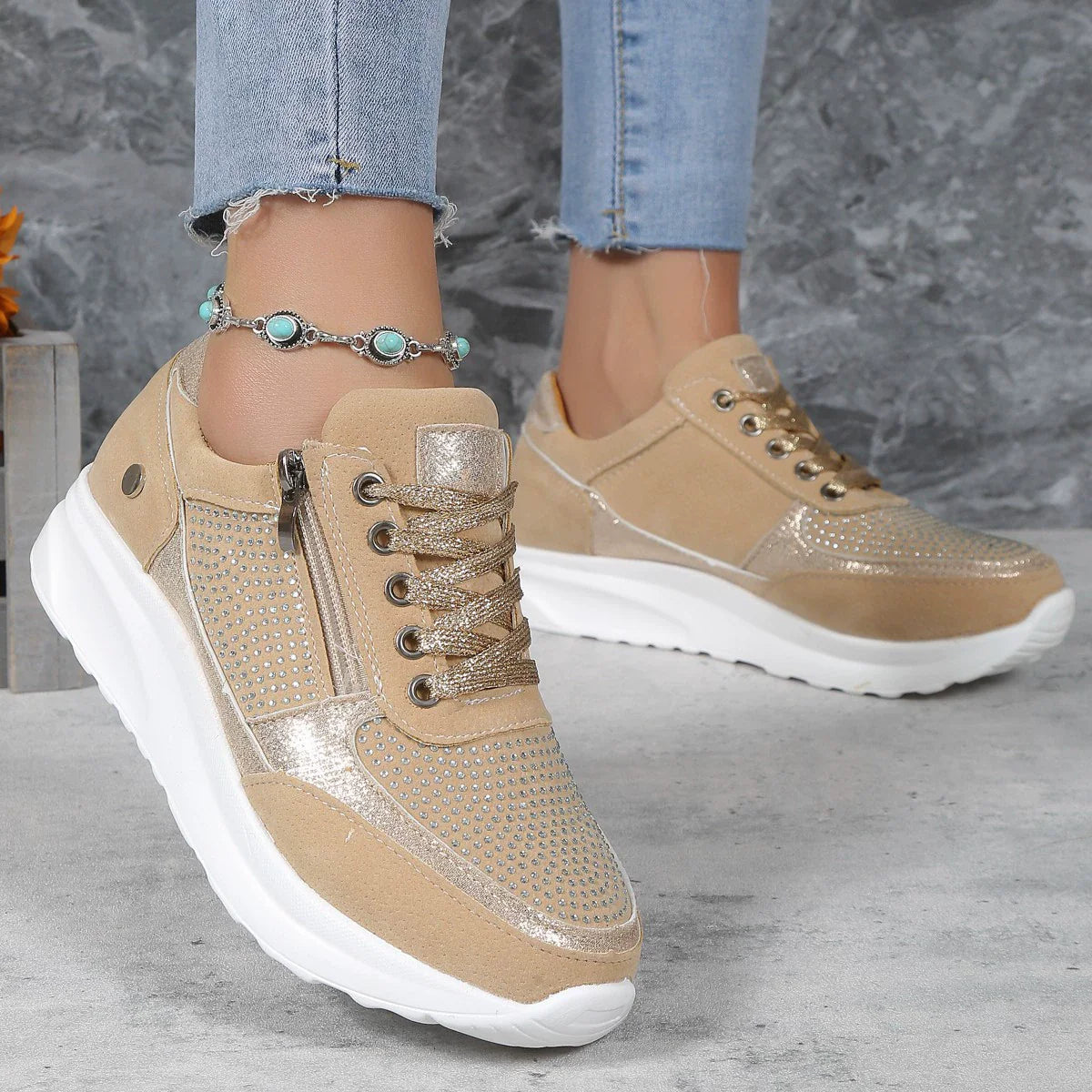 Women's Orthopaedic Bunion Shoes - Comfortable, Supportive, Pain Relief Casual Footwear Beige