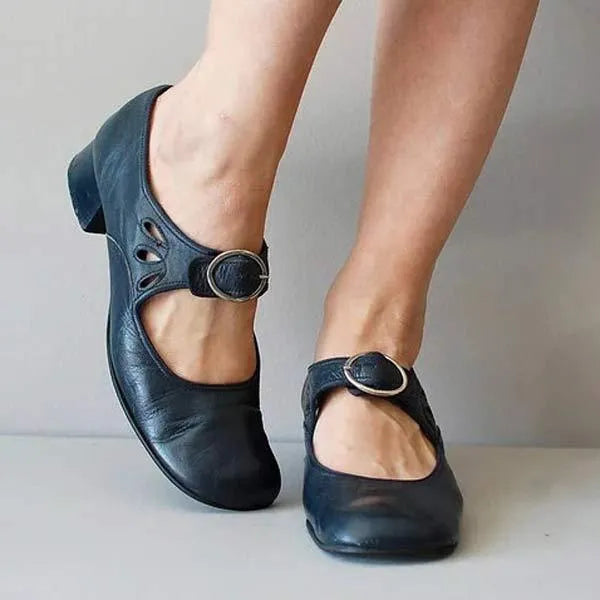 Women's Pain Relief Orthopaedic Comfort Walking Sandals - Adjustable Buckle Strap, Low-Heel Style Navy