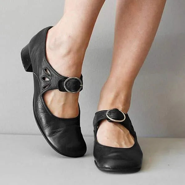 Women's Pain Relief Orthopaedic Comfort Walking Sandals - Adjustable Buckle Strap, Low-Heel Style Black