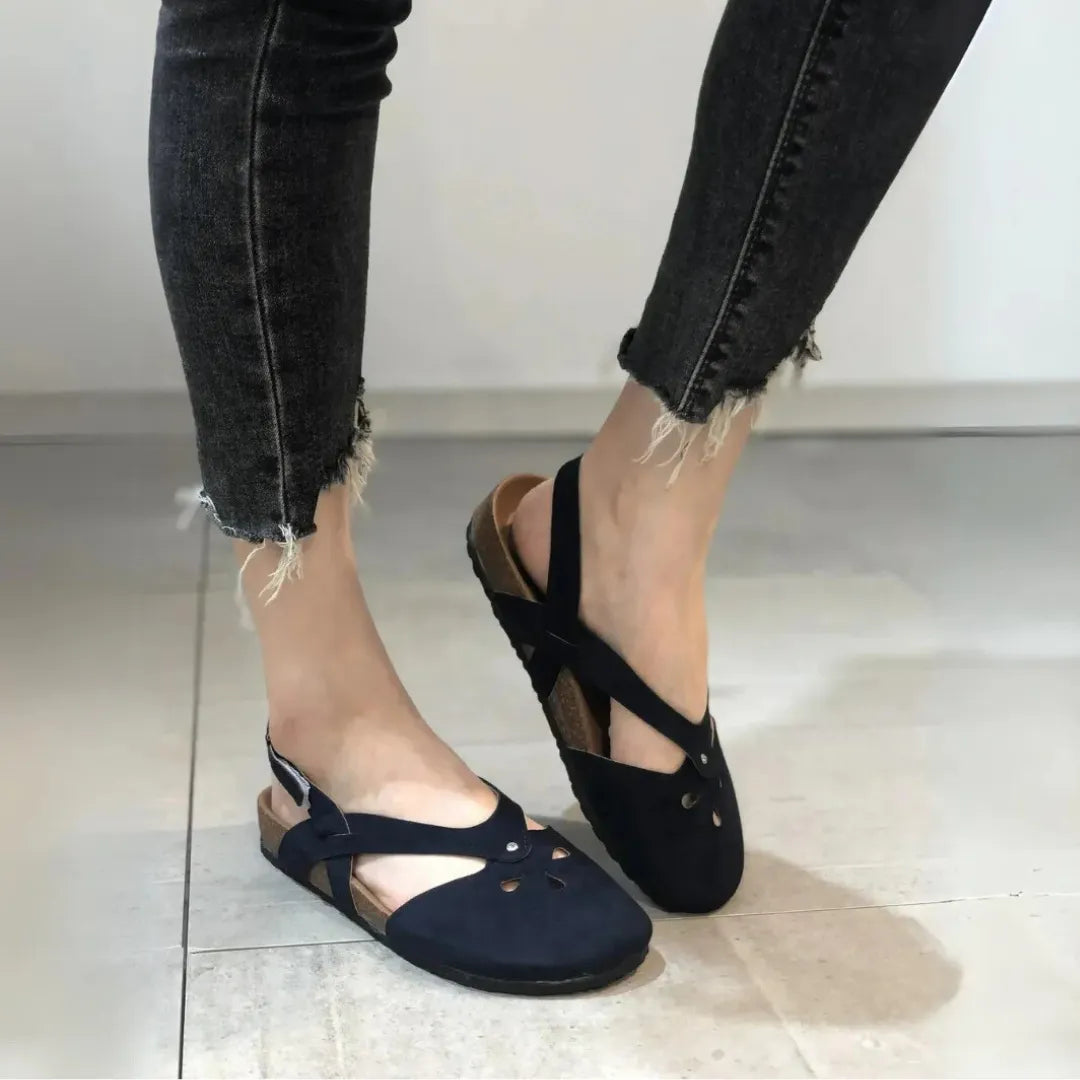 Women's Orthopaedic Cross-Strap Slingback Sandals - Closed Toe, Comfortable & Supportive