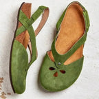 Women's Orthopaedic Cross-Strap Slingback Sandals - Closed Toe, Comfortable & Supportive Green