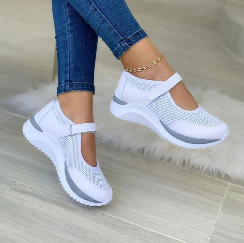 Women's Orthopaedic Hook-and-Loop Walking Shoes - Comfortable, Supportive, Breathable Design White