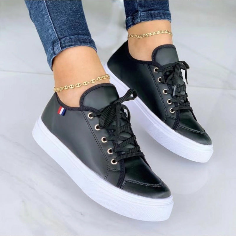 Women's Orthopaedic Lace-Up Shoes - Thick Sole, All-Day Comfort Black