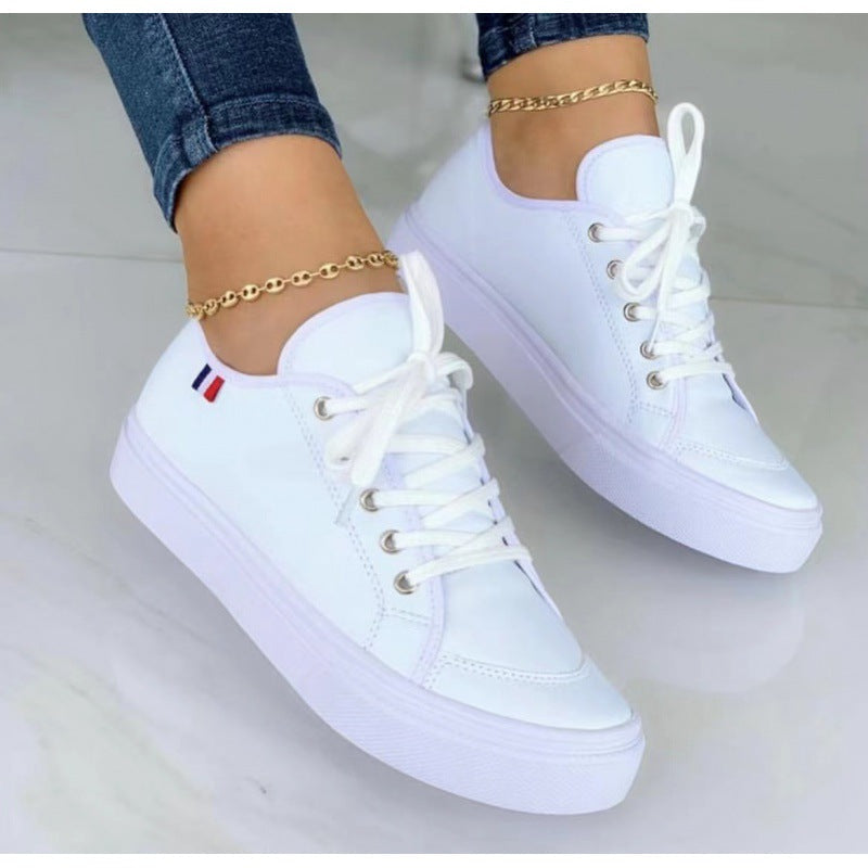 Women's Orthopaedic Lace-Up Shoes - Thick Sole, All-Day Comfort White
