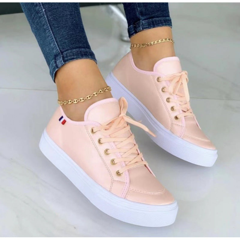 Women's Orthopaedic Lace-Up Shoes - Thick Sole, All-Day Comfort Pink