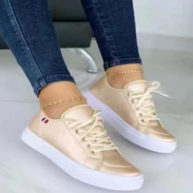 Women's Orthopaedic Lace-Up Shoes - Thick Sole, All-Day Comfort Gold