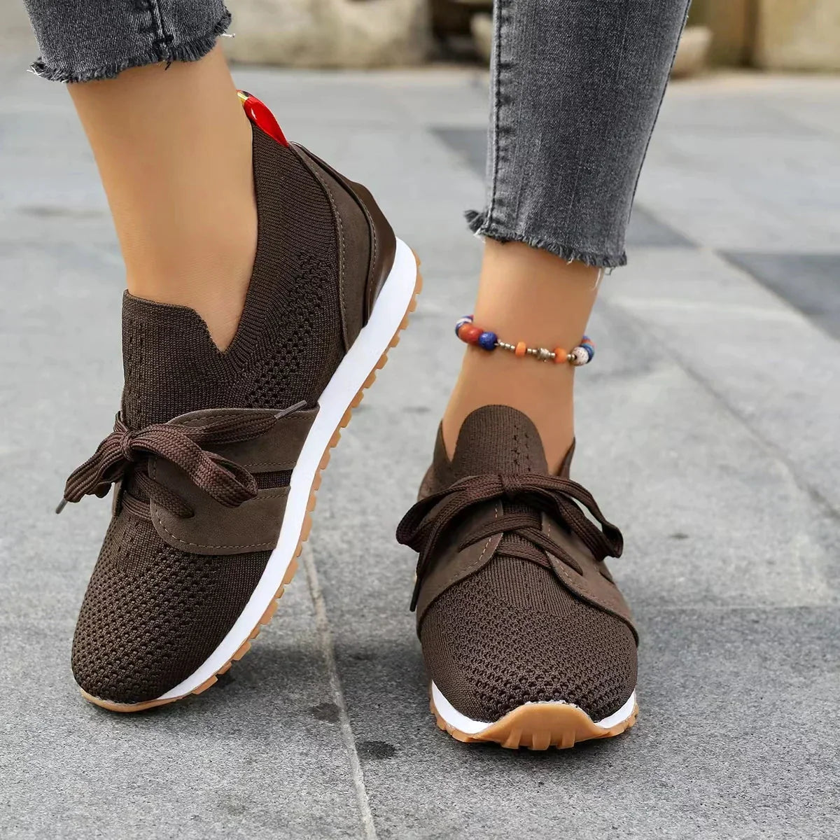 Women's Orthopaedic Pain Relief Mesh Lace-Up Sneakers - Supportive, Breathable Walking Shoes