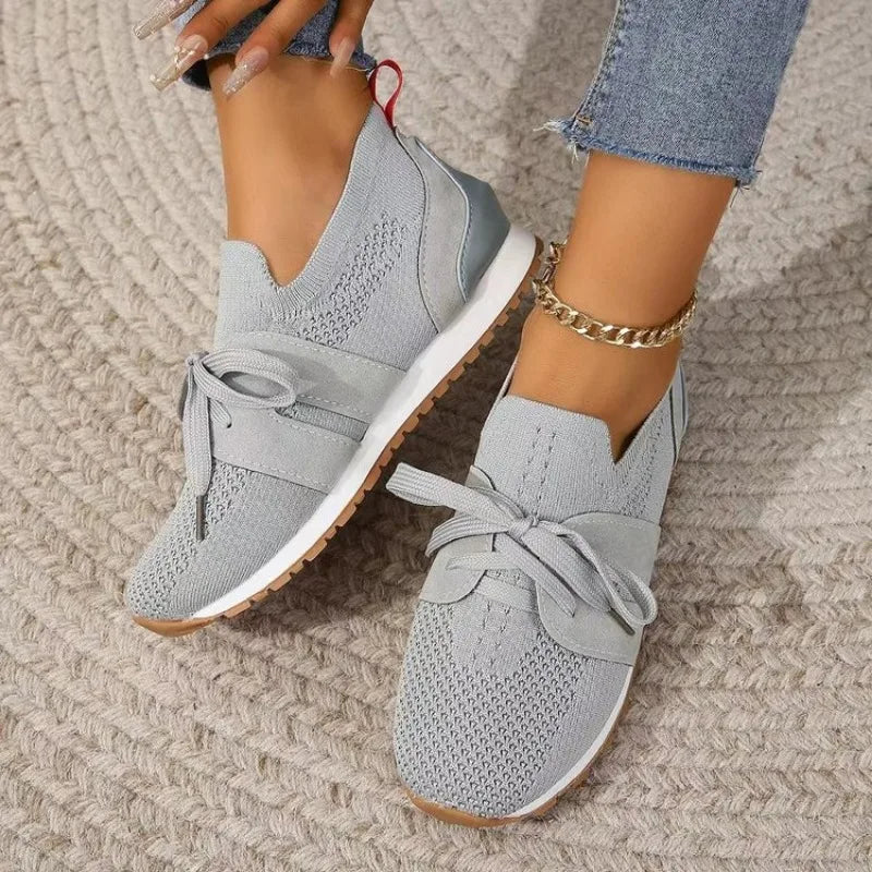 Women's Orthopaedic Pain Relief Mesh Lace-Up Sneakers - Supportive, Breathable Walking Shoes Grey