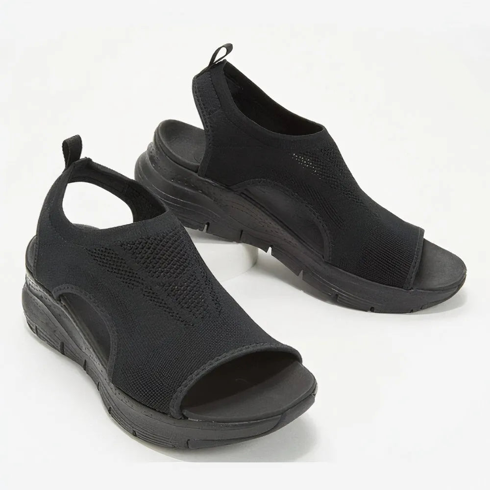 Women's Orthopaedic Pain Relief Sandals - Open Toe, Cushioned Sole for All-Day Comfort Black