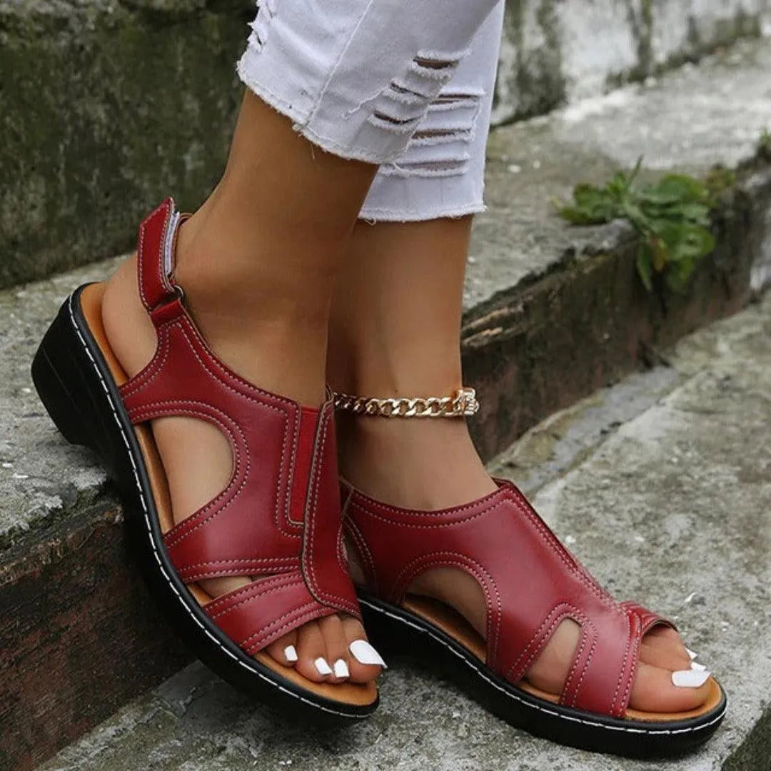 Women's Pain Relief Orthopaedic Sandals with Arch Support & Comfort Sole for All-Day Wear Red