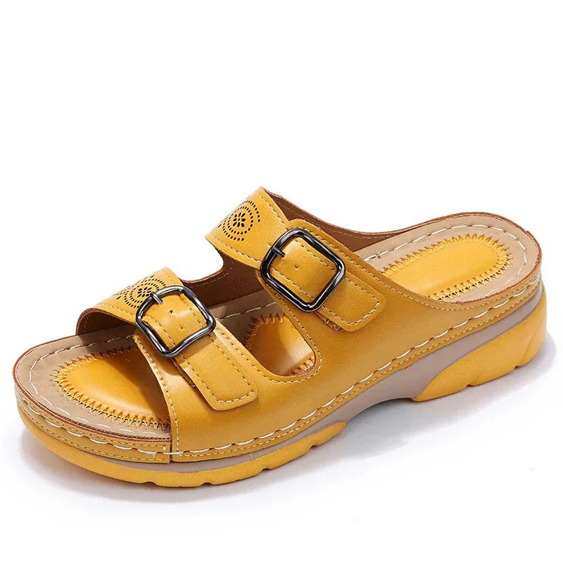 Women's Orthopaedic Pain Relief Slide Sandals with Adjustable Buckle Straps for Comfort and Support