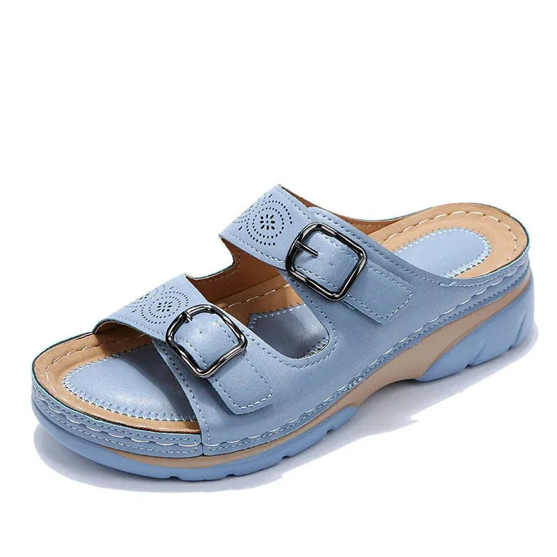 Women's Orthopaedic Pain Relief Slide Sandals with Adjustable Buckle Straps for Comfort and Support