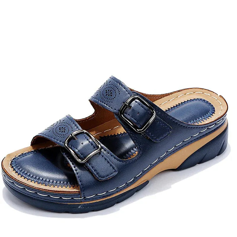 Women's Orthopaedic Pain Relief Slide Sandals with Adjustable Buckle Straps for Comfort and Support
