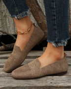 Women's Orthopaedic Slip-On Flats - Loafers with Non-Slip Sole for Comfort and Stability Khaki