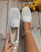 Women's Orthopaedic Slip-On Flats - Loafers with Non-Slip Sole for Comfort and Stability White