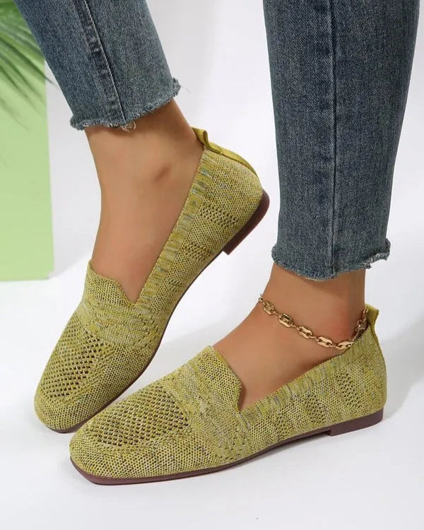 Women's Orthopaedic Slip-On Flats - Loafers with Non-Slip Sole for Comfort and Stability Green