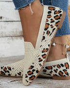 Women's Orthopaedic Slip-On Flats - Loafers with Non-Slip Sole for Comfort and Stability Leopard