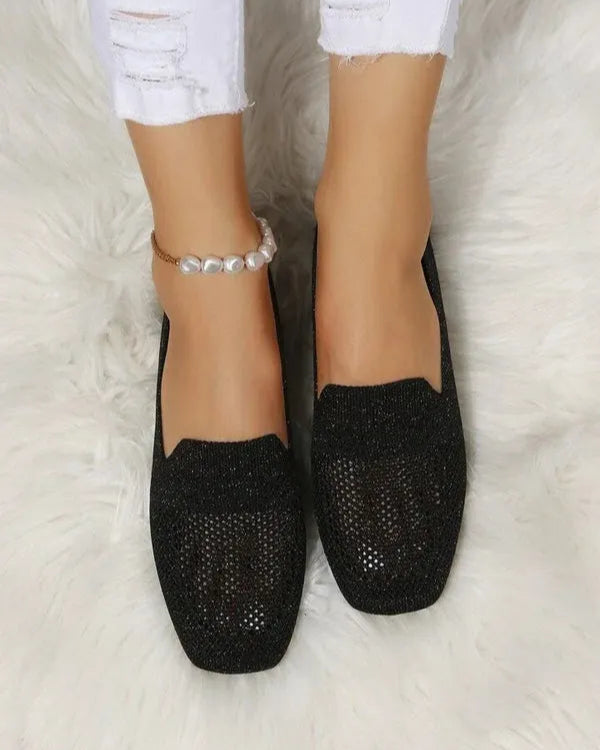Women's Orthopaedic Slip-On Flats - Loafers with Non-Slip Sole for Comfort and Stability Black