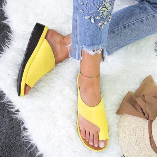 Women's Orthopaedic Slip-On Sandals with Toe Support for All-Day Comfort and Style Yellow