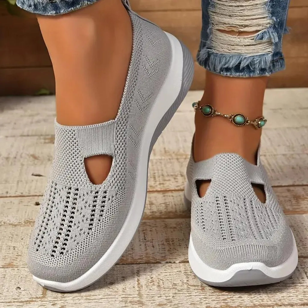 Women's Orthopaedic Slip-On Shoes with Arch Support - Breathable Comfort Footwear Grey