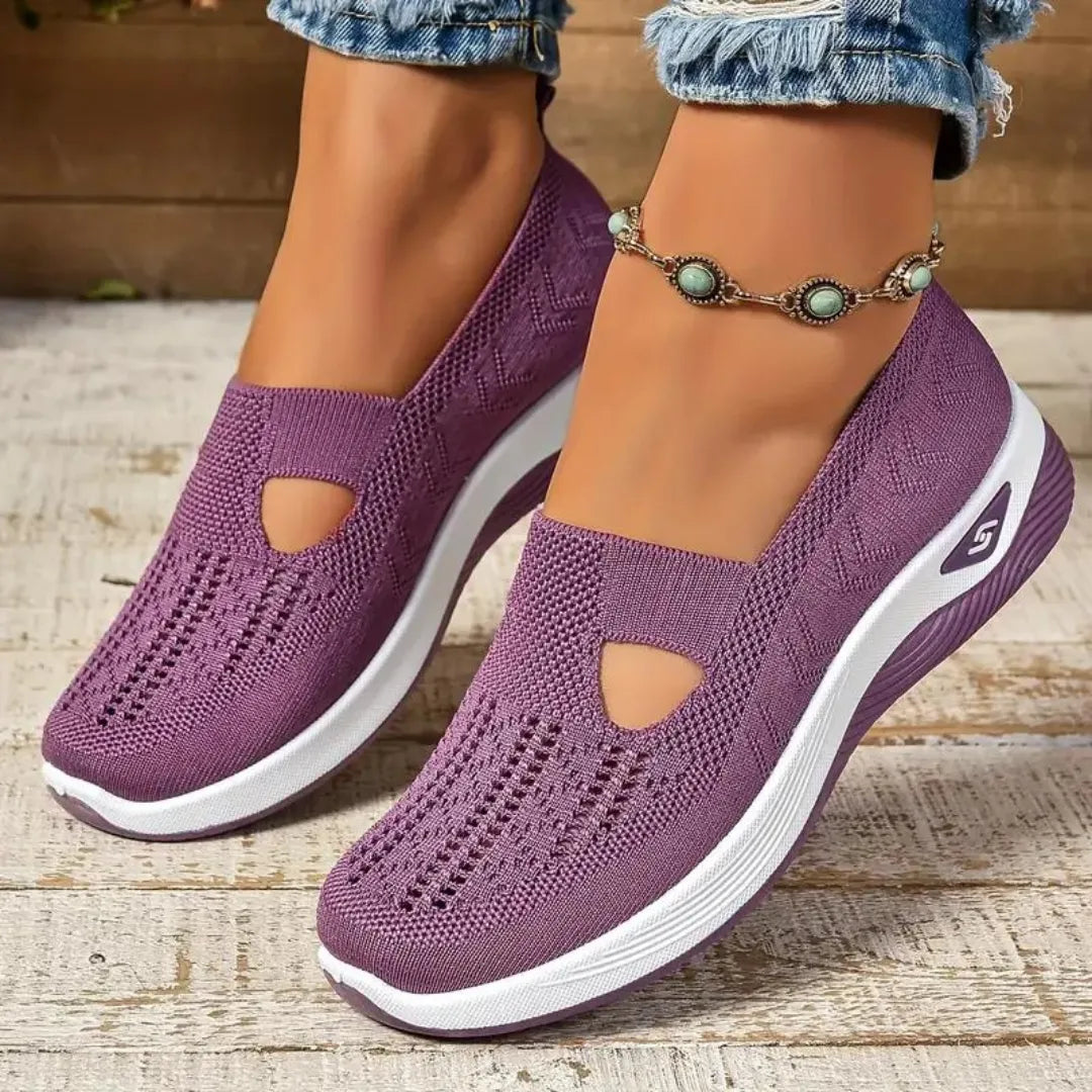 Women's Orthopaedic Slip-On Shoes with Arch Support - Breathable Comfort Footwear Purple