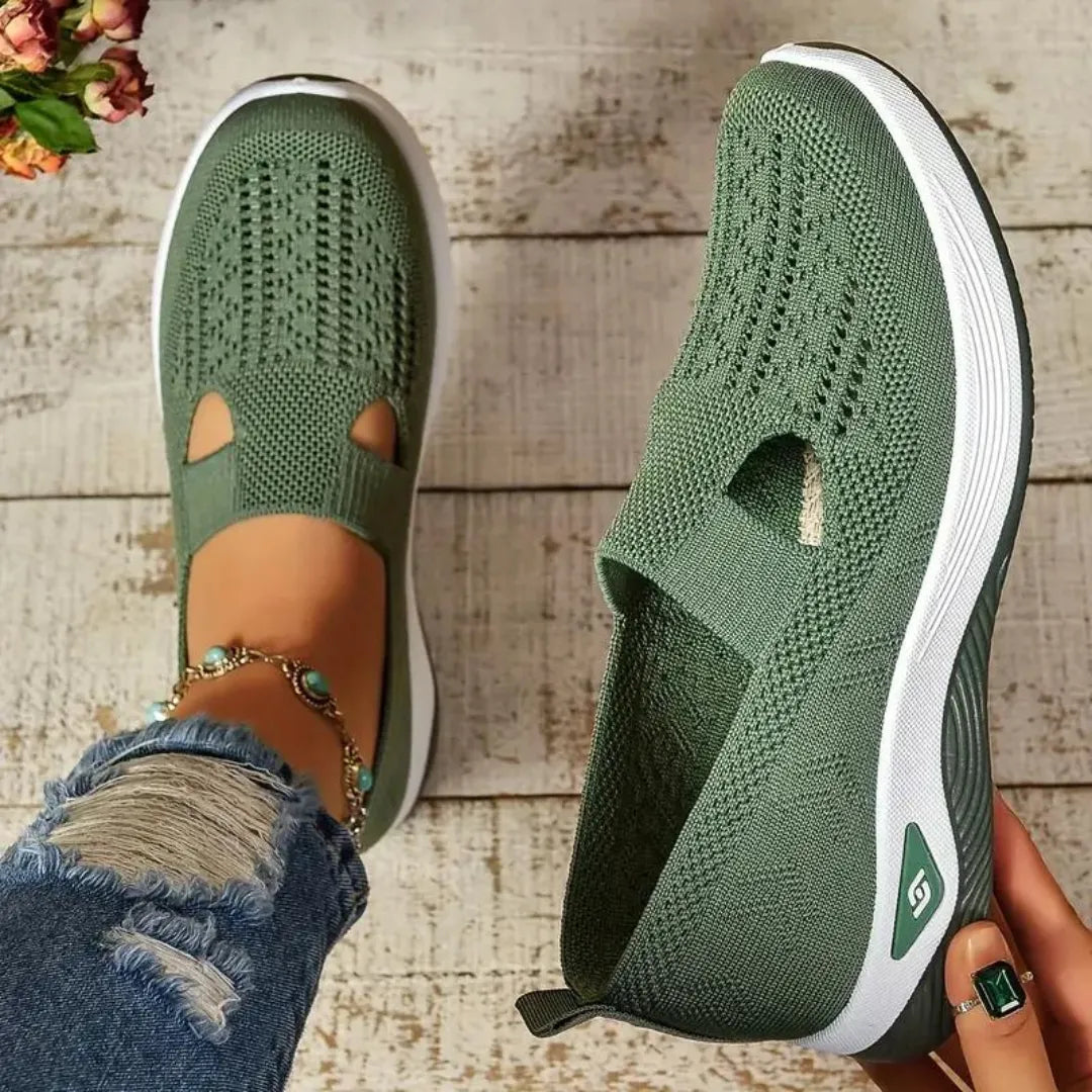 Women's Orthopaedic Slip-On Shoes with Arch Support - Breathable Comfort Footwear Green