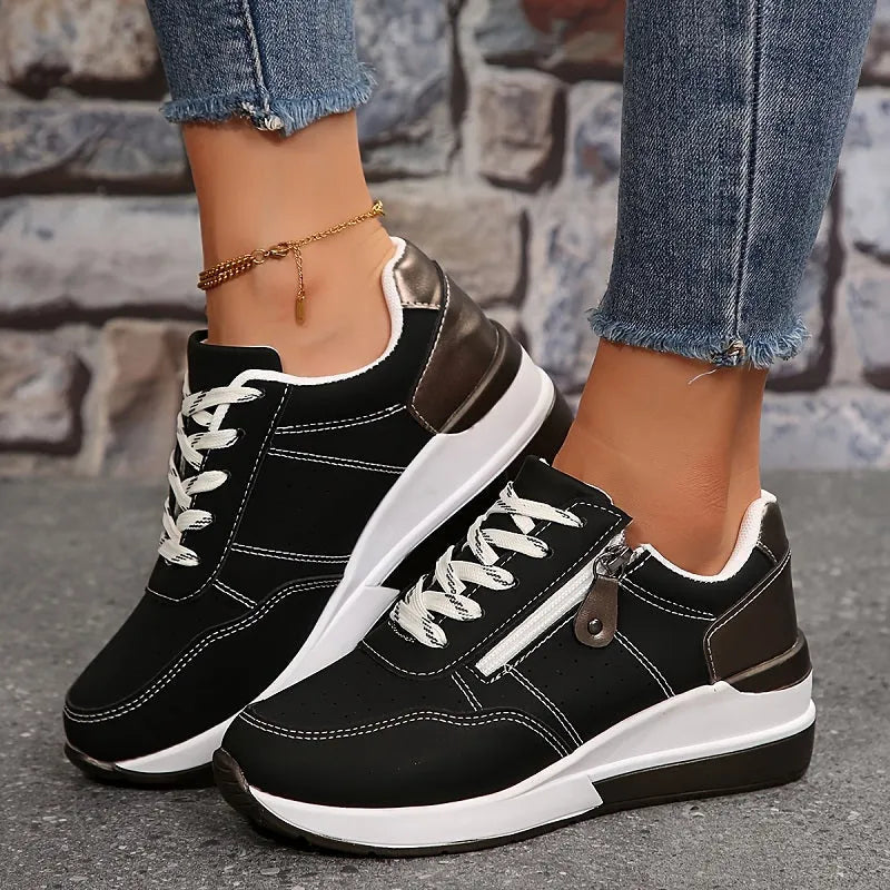 Women's Orthopaedic Sneakers - Elegant, Comfortable, Cushioned Sole for All-Day Support Black
