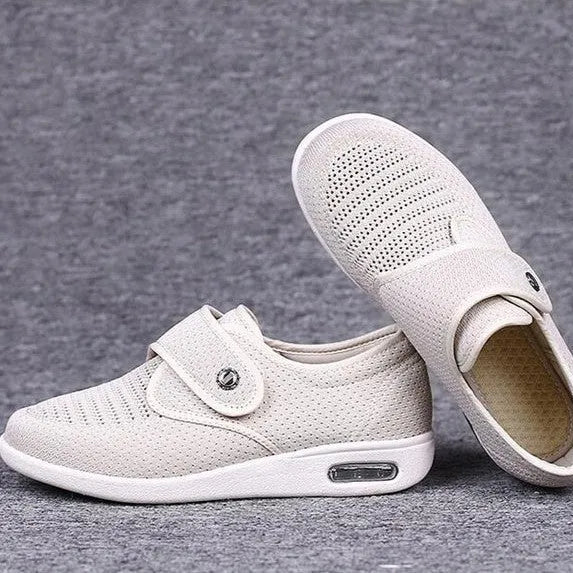 Women's Pain Relief Orthopaedic Sneakers with Adjustable Hook-and-Loop Closure for All-Day Comfort Beige