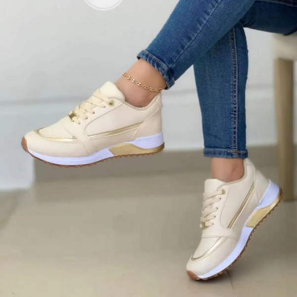 Orthopaedic Women's Sneakers with Cushioned Insole & Arch Support Gold